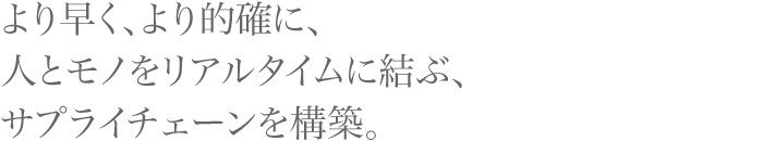 より早く、より的確に、人とモノをリアルタイムに結ぶ、サプライチェーンを構築。